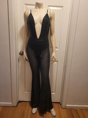 Fashion Nova Black Sequin Jumpsuit